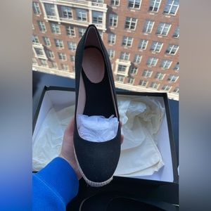 J crew black canvas espadrille wedge